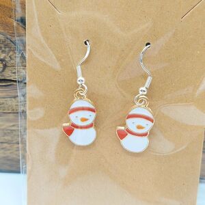 Red Scarf Snowman Earrings Christmas Earrings
